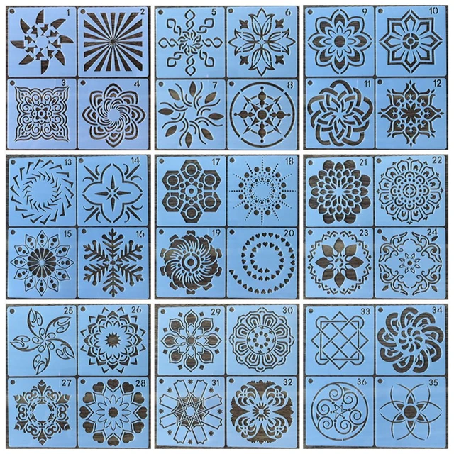 12Pcs Flower Border Stencils Mandala Stencils Reusable Cut Painting  Templates For DIY Craft Stencils, 12 X 3.9 Inch - AliExpress