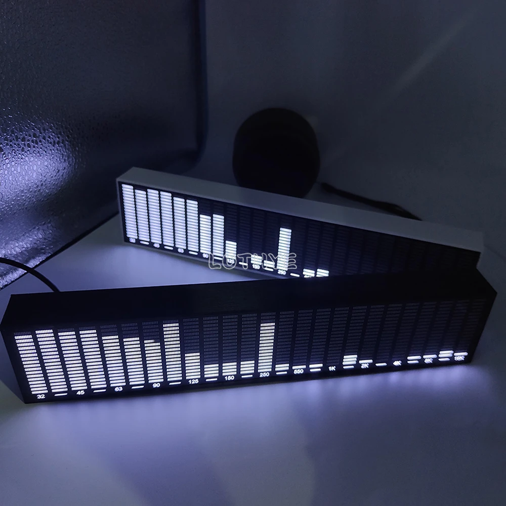 Multi-modus LED Musik Spektrum Sprachsteuerung Pickup Rhythmus Analysator Audio Level Anzeige VU Meter Schwarz Und Weiß Shell – Detail 1