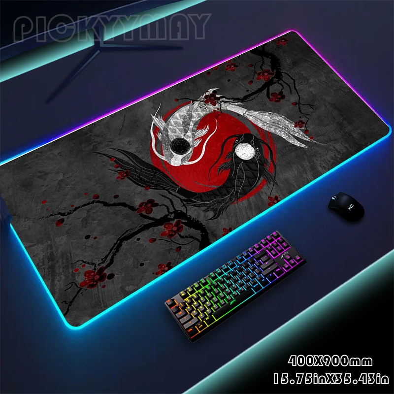 

Yinyang Large RGB Mouse Pad Gaming Mousepad Dao LED Mouse Mat Gamer Desk Mat Desk Pads RGB Keyboard Mats XXL 40x90cm Mousepads