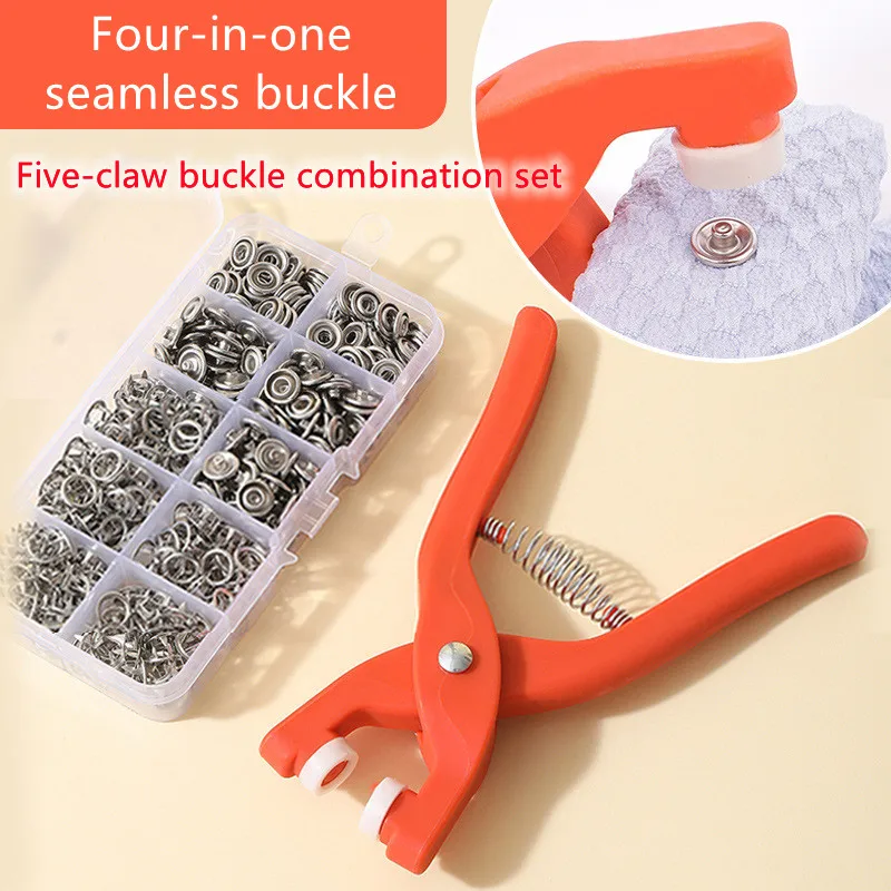 Buy 100 Piece Metal Thickened Snap Fasteners Kit, Five Claw Buckle Set with  Hand Pressure Pliers Tool Sewing Buttons Set for Clothing Sewing & Crafting  Revat Machine Online at Best Prices in