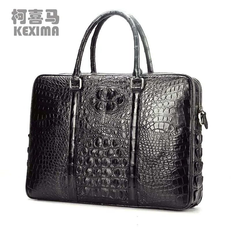 

lukani Crocodile skin men handbag Crocodile Leather handbag One shoulder crossbody bag Business briefcase men computer bag tide