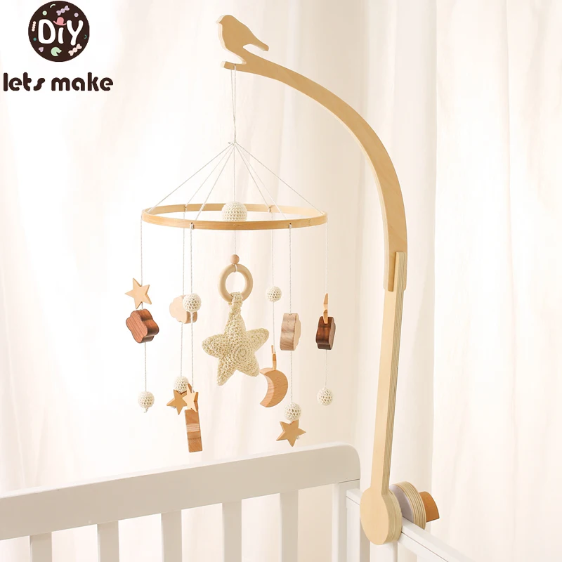 BabyWoodenBedBellBracketMobileHangingRattlesToyHangerBaby