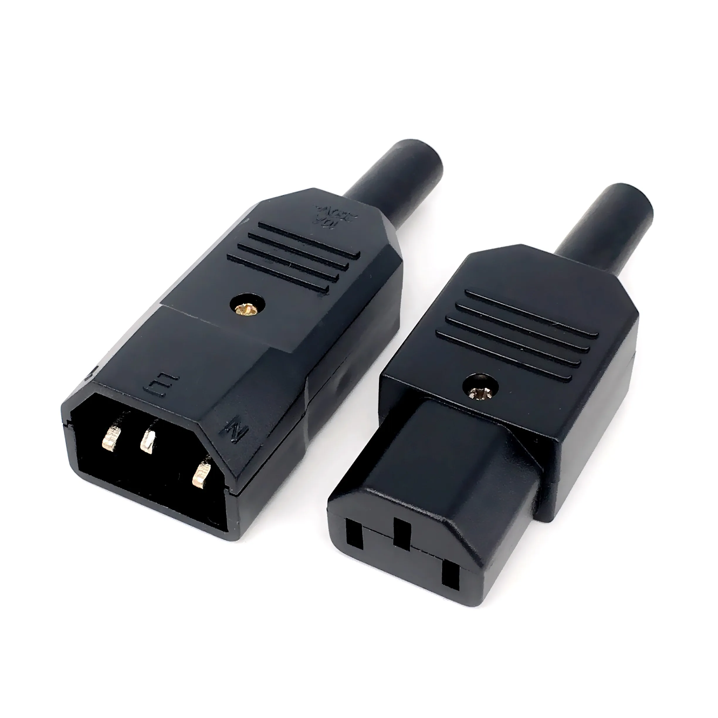 1PCS IEC Straight Cable Plug Connector C13 C14 10A 250V Black female