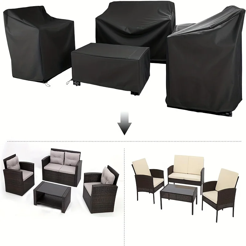 420D Outdoor Furniture Cover Waterproof, 4-Piece Patio Furniture Covers for 4 PCS Patio Outdoor Conversation Set, Included: Ourd 4