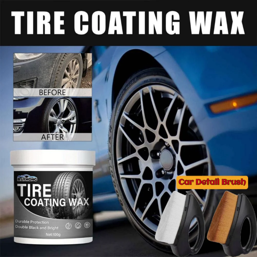 Car Wheel Cleaning Coating Wax Rust Removal Car Detailing Rim Cleaner Renovate Tire Gloss Coating Tire Shine Paste 100g