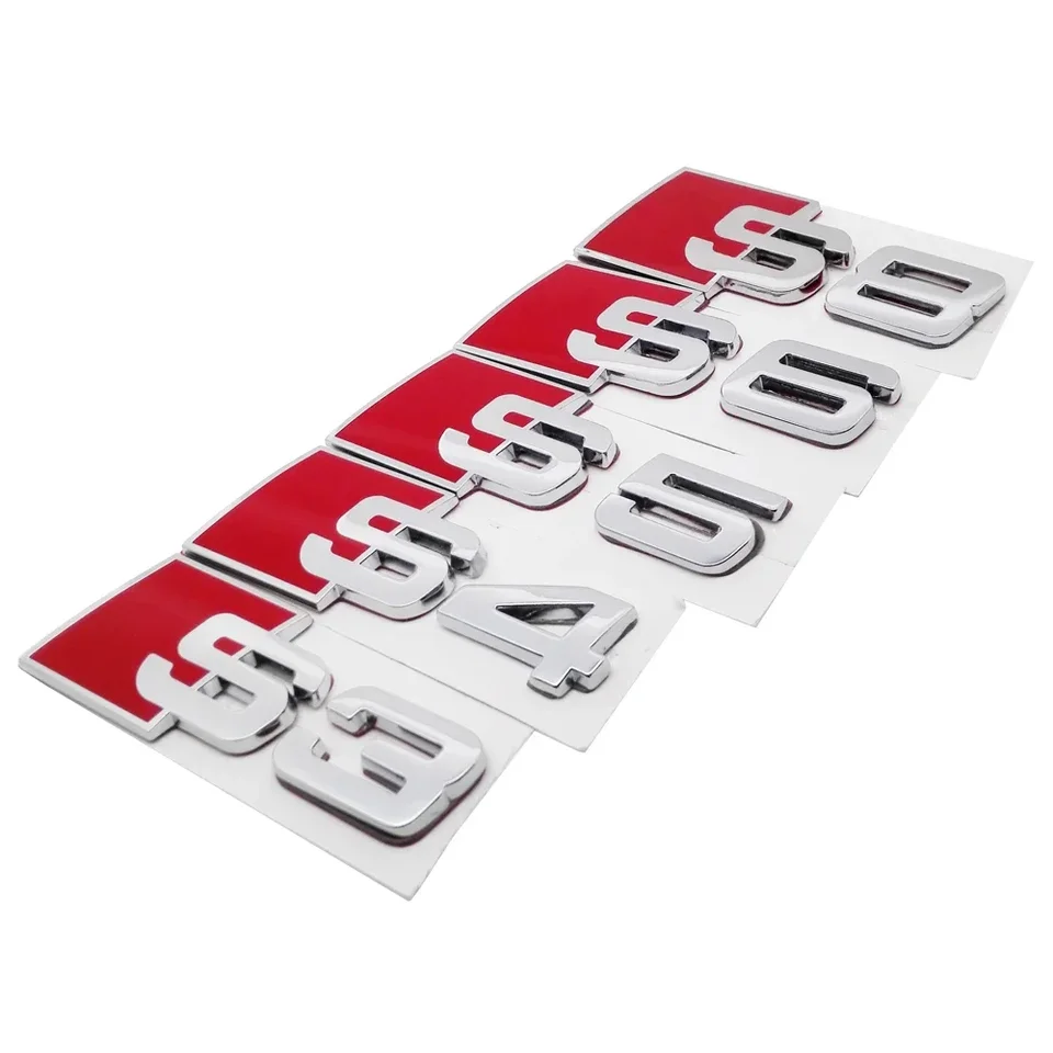 Autocollant Logo Voiture Audi RS Métallique 3D - Modèles S3 à S8, RS3 à RS8 - Noir RS4 - Adhésif Puissant - 11