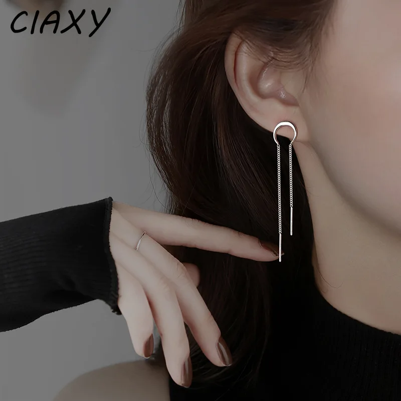 Moon Crescent Arc Chain Earrings Long Tassel Ear Line Rear Hanging Two Wear Ear Jewelry for Women drop earrings dangle earrings silver jewelry long earrings pendant earrings crystal tassel earrings ear loops jewelry