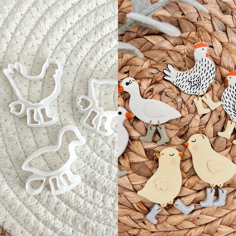 New Chick/duck/rooster Shape Polymer Clay Cutters Cute Soft Pottery Mold DIY Earrings Necklace Jewelry Cutting Pottery Tools polymer clay tools,pottery tools,clay sculpting tools,pottery sculpting tools,clay craft tool