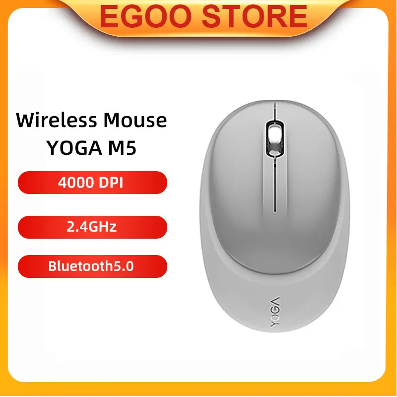 

Lenovo Wireless Dual Mouse YOGA M5 With Bluetooth 5.0 2.4GHz 4000DPI Type-C 5mins Fast Charging Wireless Dual Mode Mouse