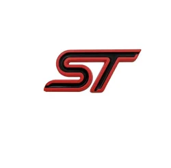 Sleek 3D Metal RS Logo Car Steering Wheel Emblem Sticker - Steering wheel (ST Black Red)