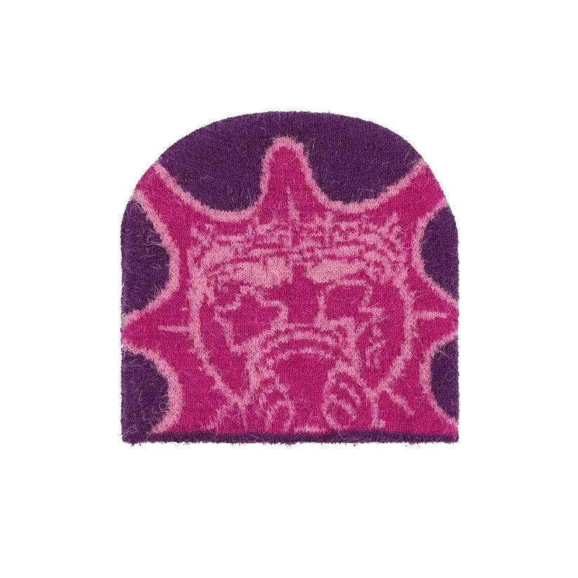 

Y2K Fashion Pattern Jacquard Hat Women's Hip Hop Knitted Hat Warm Pullover Headcap Harajuku Retro Personality