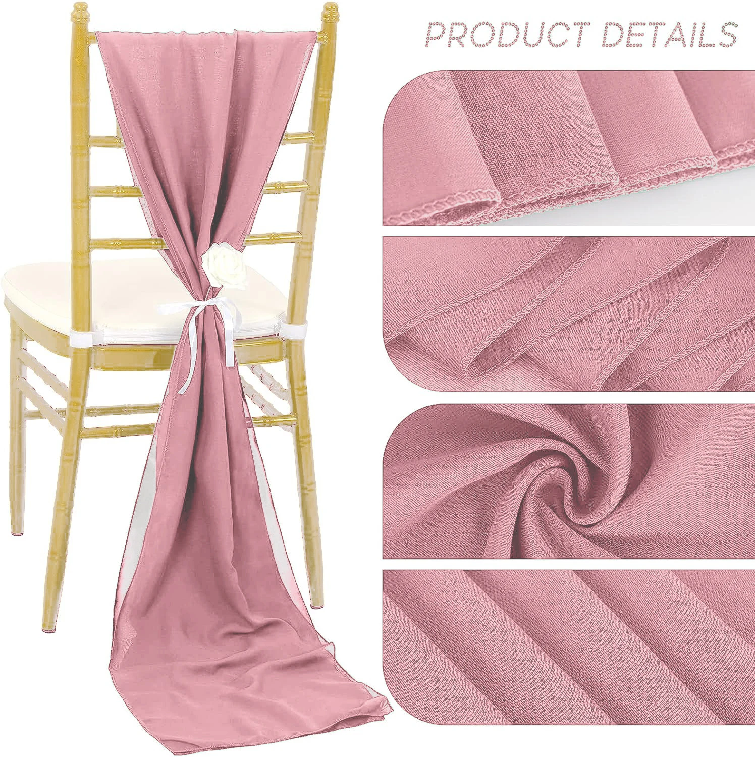 

5/10pcs Wedding Chair Sashes Chiffon Bow Designed Chair Back Decorations Romantic Boho Chair Cover Party Banquet Christmas