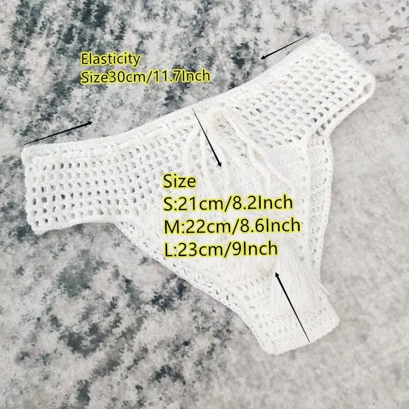 6 Color Hand Crochet Bikini Bottom Shorts Beach Women Tassel Swim Brief