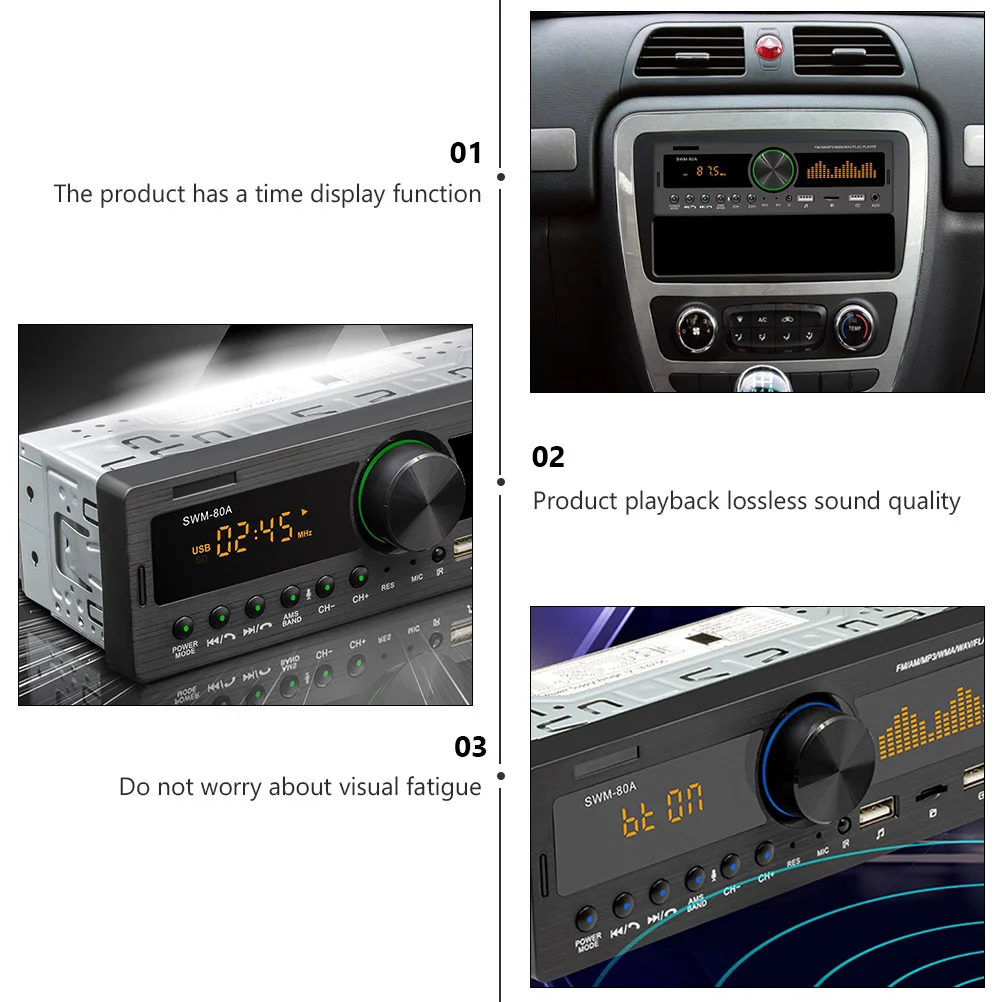 Aux Usb Fm Am Rds Car Mp3 Player Radio Multimedia Stereo Receiver Audio System Car Supplies Hardware Plastic Durable