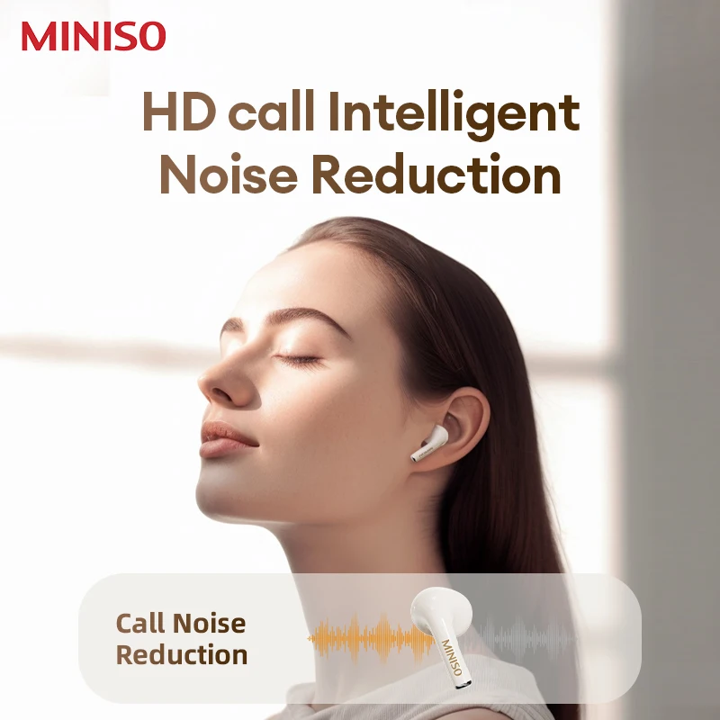 선택 Miniso M10 TWS 무선 이어폰, 블루투스 5.0 소음 감소 헤드셋, 음악 HiFi 사운드 스테레오 헤드폰, 터치 컨트롤