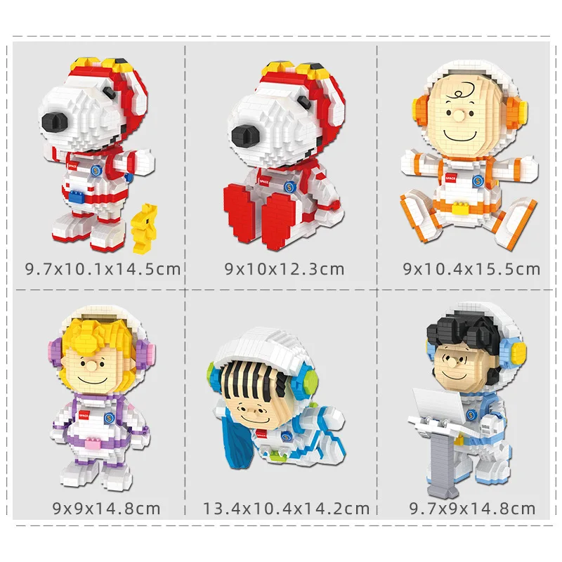 Miniso Astronaut Snoopy Building Blocks Space Series Cartoon Doll Small Particle Plug-in Toy Boy's Birthday Gift 2