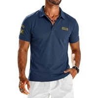 Chemises polo à manches courtes d'été, t-shirts respirants brodés pour hommes, hauts légers à boutons unis pour la gym, chemises de luxe pour hommes 4
