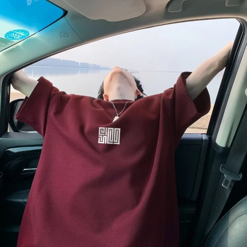 -8XL Men Oversized Loose Fitting T-shirt American Style Simple Icon Print...