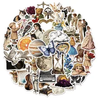 50PCS Retro Art Aesthetics Creative Graffiti Stickers DIY Manual Scrapbook Notebook Tablet Waterproof Stickers 1