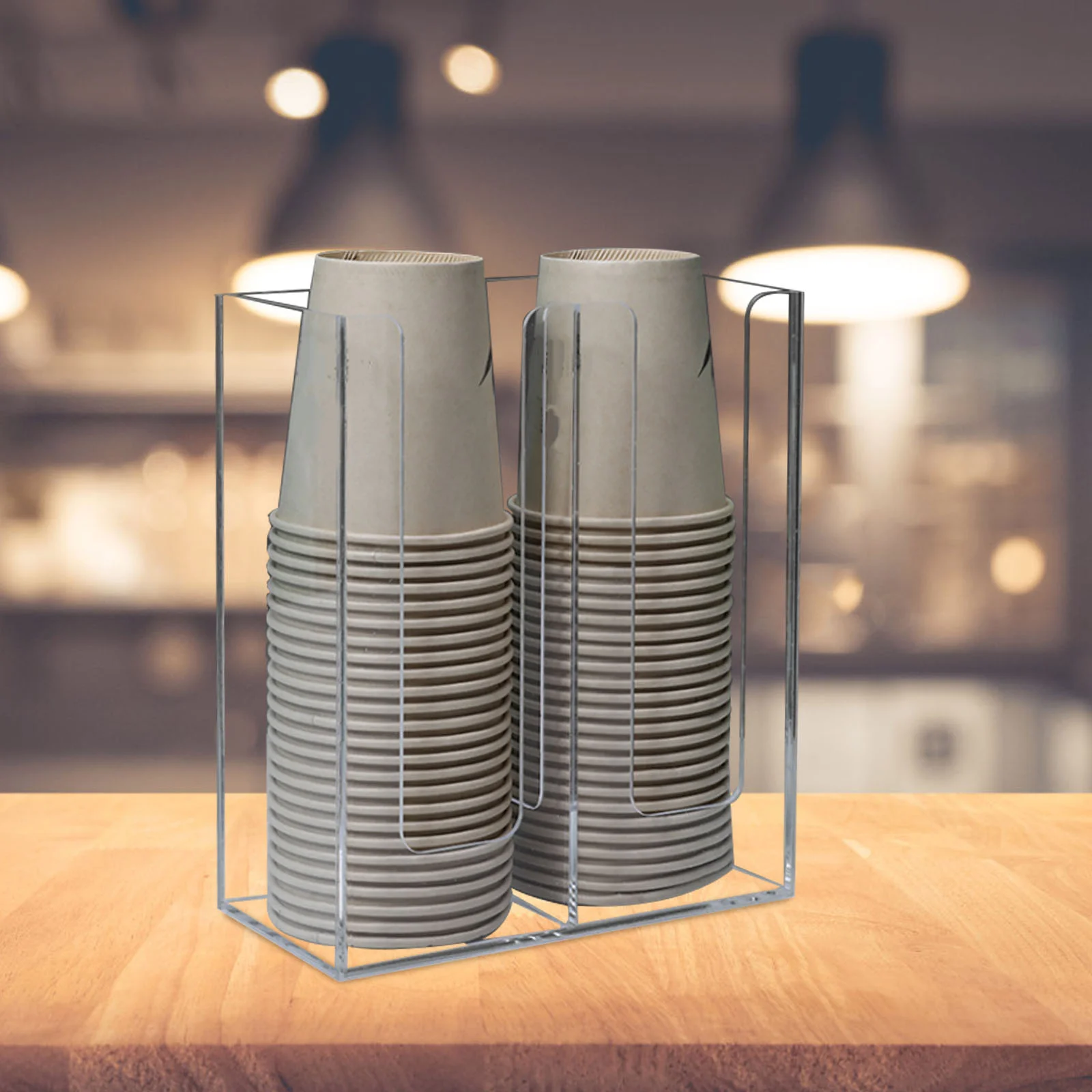 Transparent Two Sections Paper Cup Holder Disposable Cup Dispenser Desktop Coffee Holder Shop Paper Rack