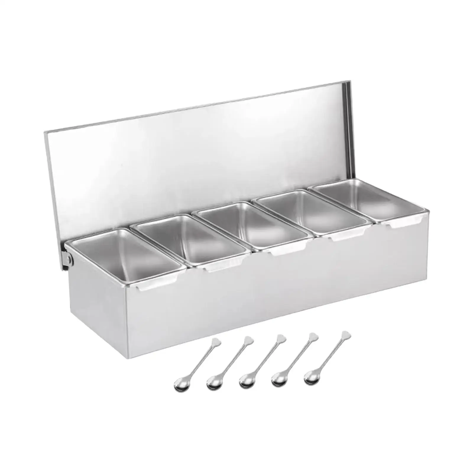 Stainless Steel Baking Tool Storage Container Multi Compartments Seasoning Organizer Box for Bar Kitchen Restaurant Home
