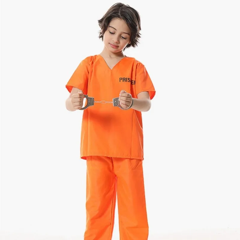 Cosplay Costume Adult Kid Prison Uniform Set For Halloween Masquerade Party