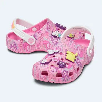 New Sandals Children Kuromi Sanrio Hello Kitty Kids Melody Cinnamoroll Crocs Cute Girls Slippers Non-Slip Beach Shoes Kid Gift 2