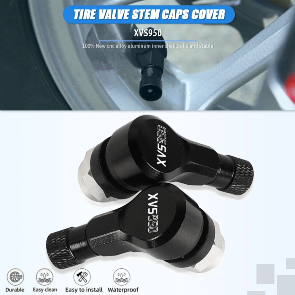 

XVS950 90 Degree Tire Valve Stem Caps Covers Motorcycle Aluminum Tubeless Valve Stems For YAMAHA XVS 950 2015 2016 2017 2018