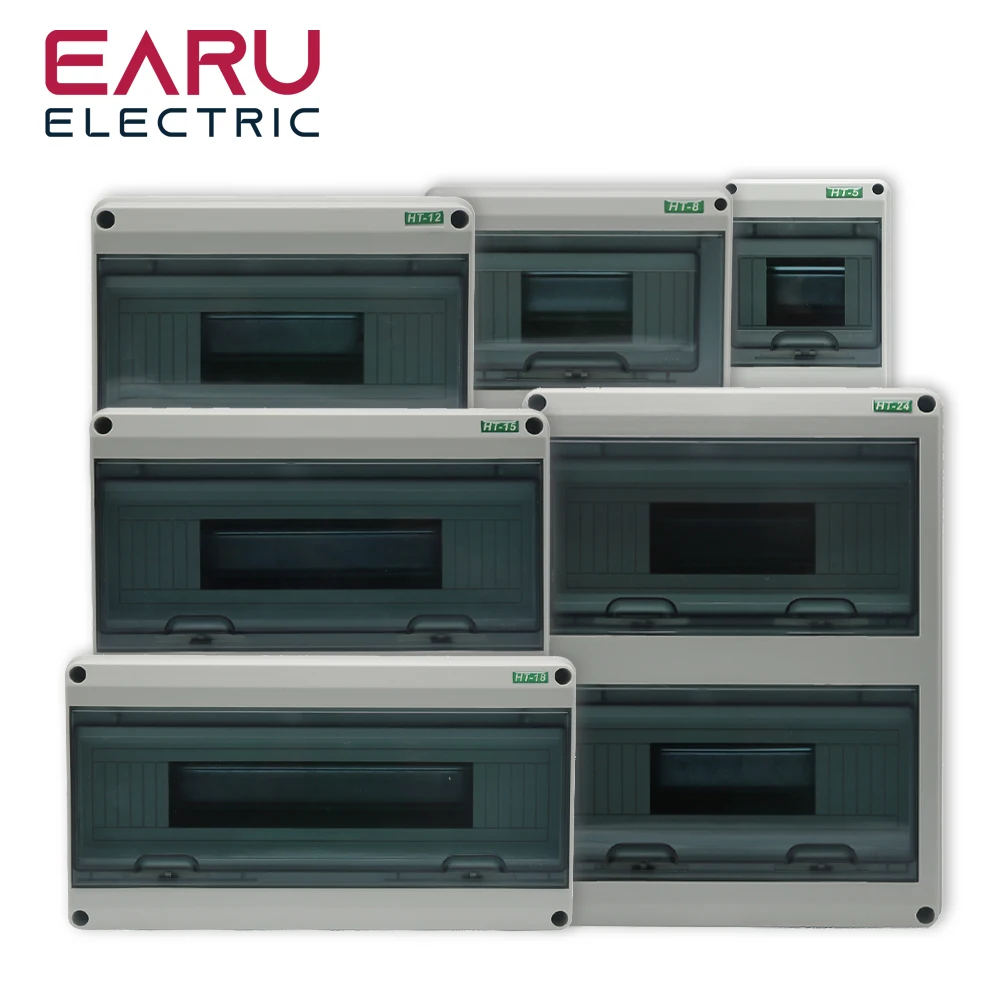 Earu HT-5/8/12/15/18/24 plastic waterproof distribution box, panel mounting distribution box, IP65 outdoor waterproof junction box