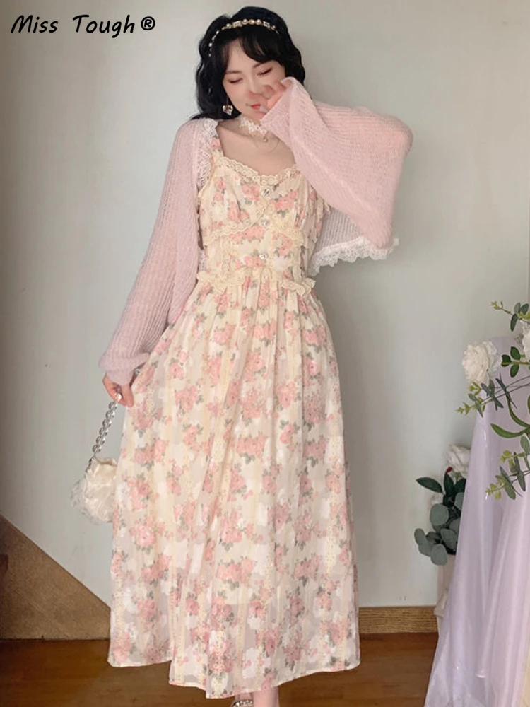 【Since Then】Floral Suspender Classy Resort Fairy Dress Elegant Floral Fairy Dress Women Strap Sexy Party Midi