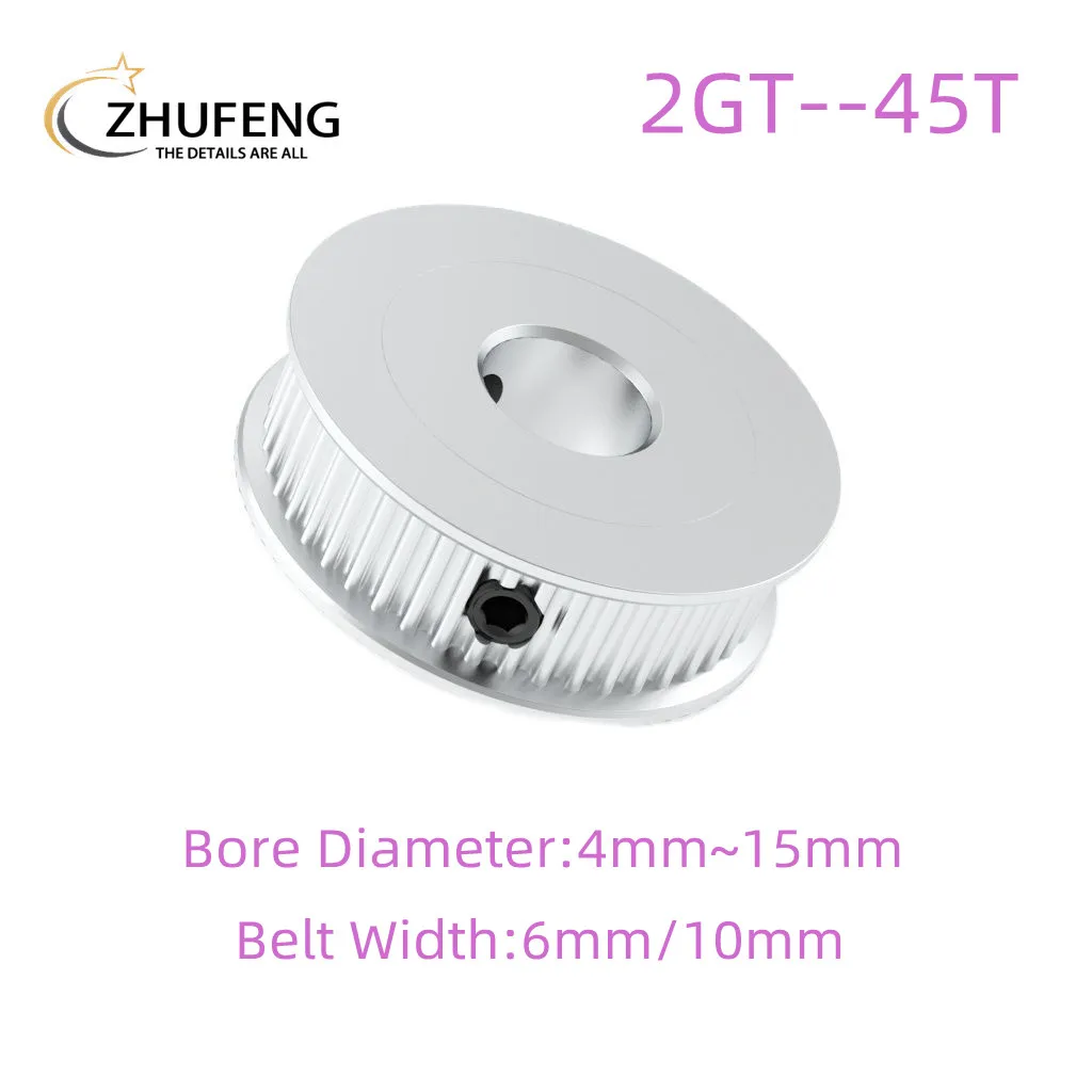 

2GT GT2 45 Teeth Pulley 6/10mm Width Belt Sync Timing Wheel Hole 4/5/6/6.35/8/10/12/12.7/14/15mm for 3D Printer Accessories