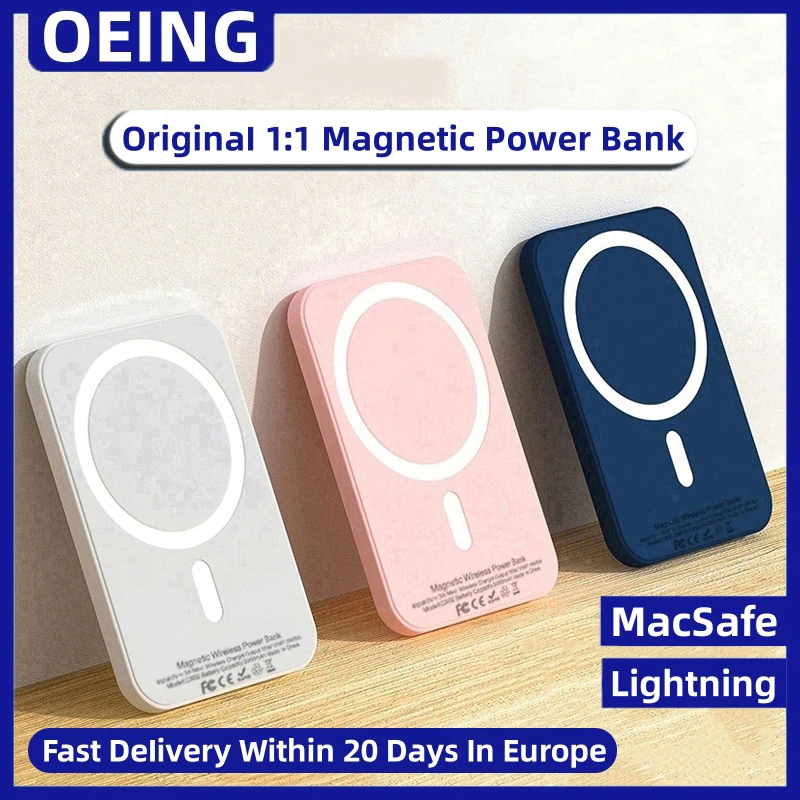 Powerbank Wireless Magnetico Originale 1:1 Macsafe Power Bank Per Iphone 15 14 13 12 Pro Max Batteria Ausiliaria Esterna Di Ricambio