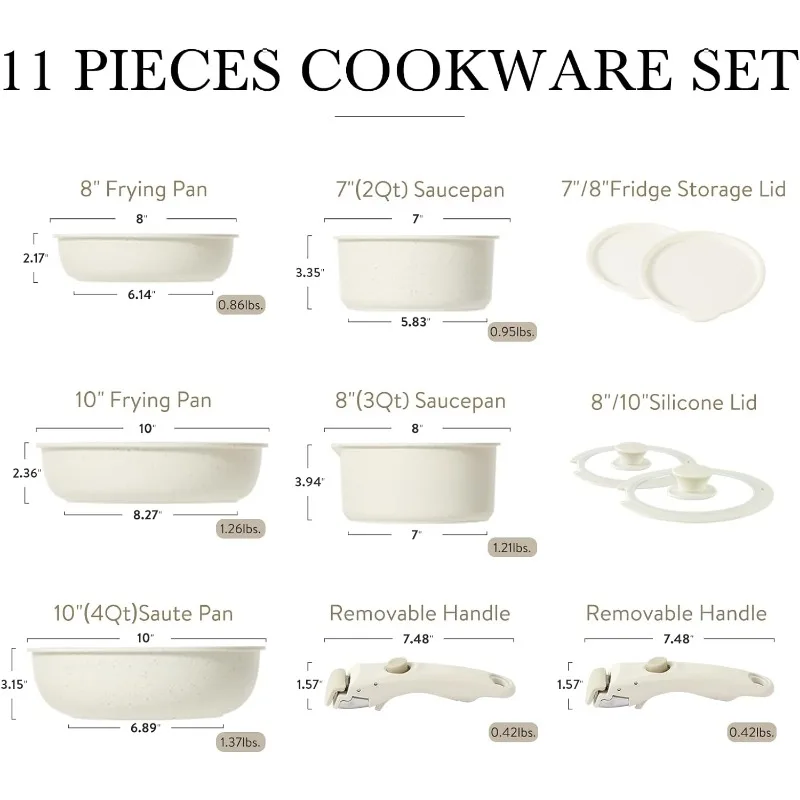 CAROTE Pots and Pans Set Nonstick, 11Pcs Kitchen Cookware Sets, Stackable  Induction Cookware, Pot and Pan Set, Cooking Pot - AliExpress