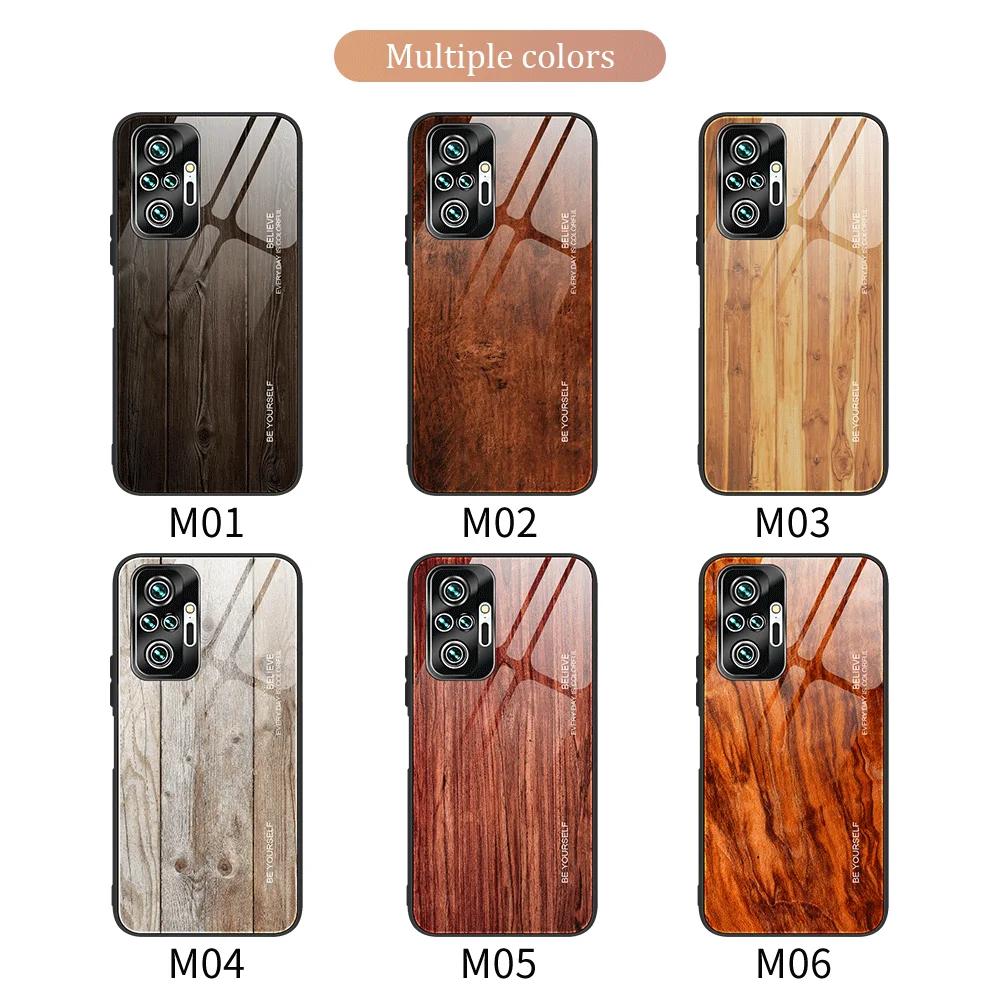 Wood Grain Phone Case For Redmi Note11S 10PRO 10S 9S 9PRO 8PRO 8T Tempered Glass Protective Cover Redmi 10 9A 8A 7A phone dry bag