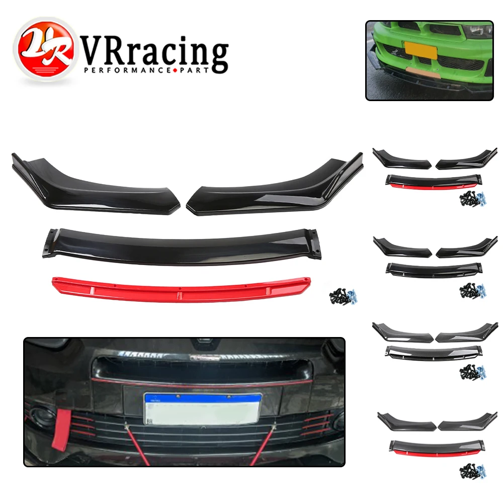 Universal Car Front Bumper Lip Body Kit Spoiler Splitter Diffuser 4pcs