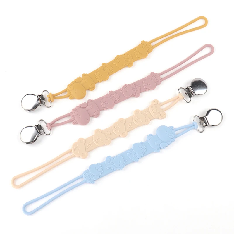

Baby Pacifier Clips Bear Pacifier Chain Holder Silicone Cartoon Animal Teething Chain Dummy Clips For Nursing Chew Toys Gift