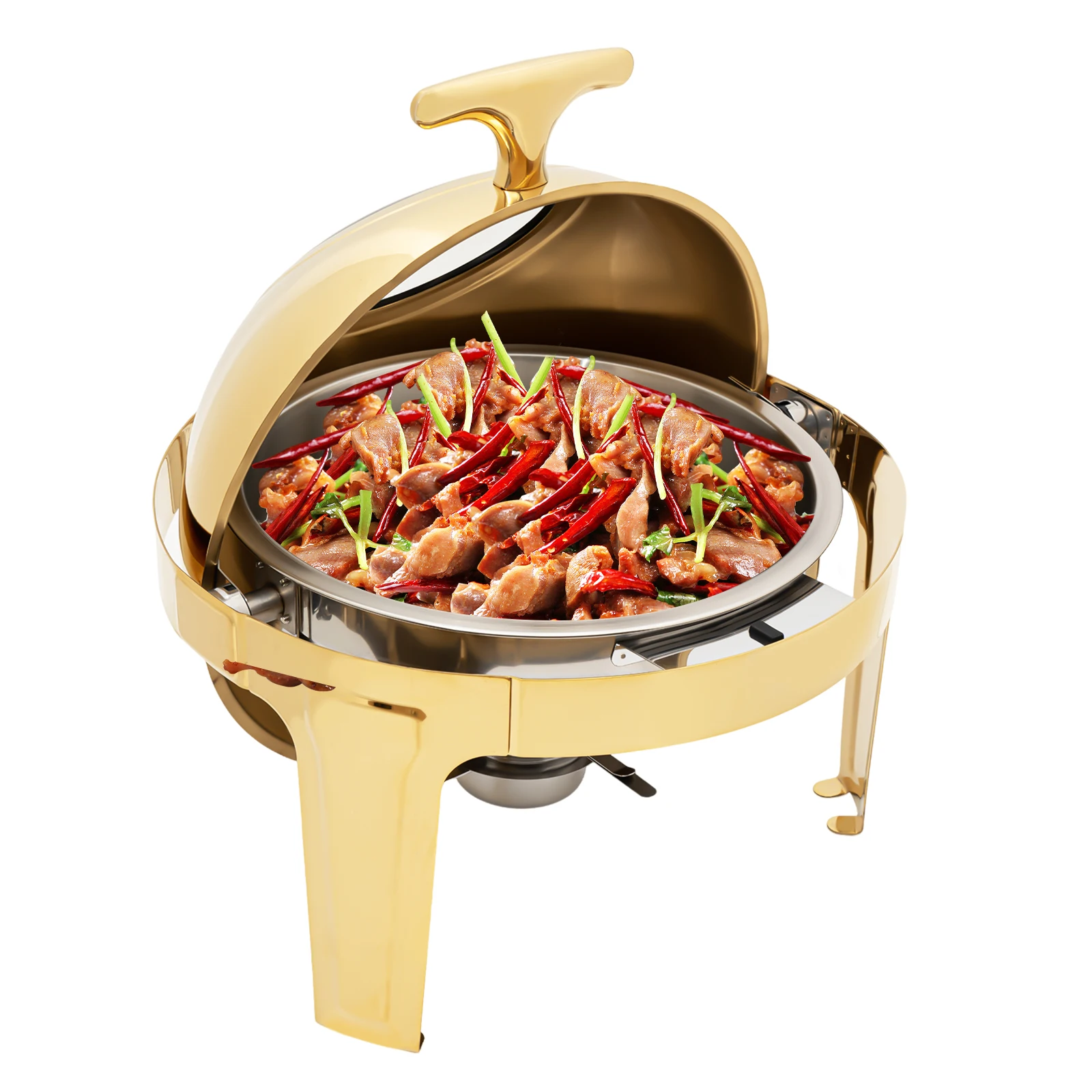 Round Chafing Dish Buffet Set, Buffet Warmers Set, Roll Top Stainless Steel Warmer
