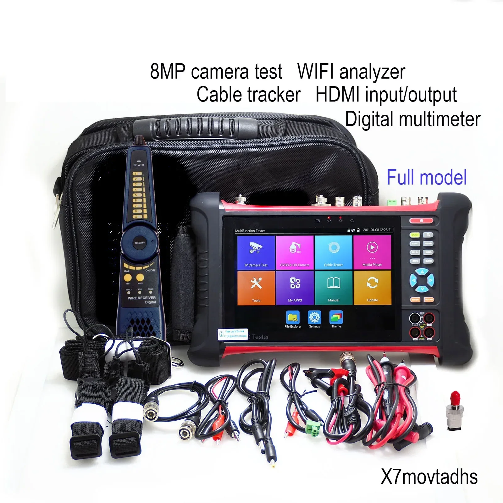 Muslimah H.265 4K Hd 7 "Ip Cctv Tester Monitor Ahd Cvi Tvi Cvbs Camera Test 8Mp Onvif Hdmi Input Multimetro Cable Tracer
