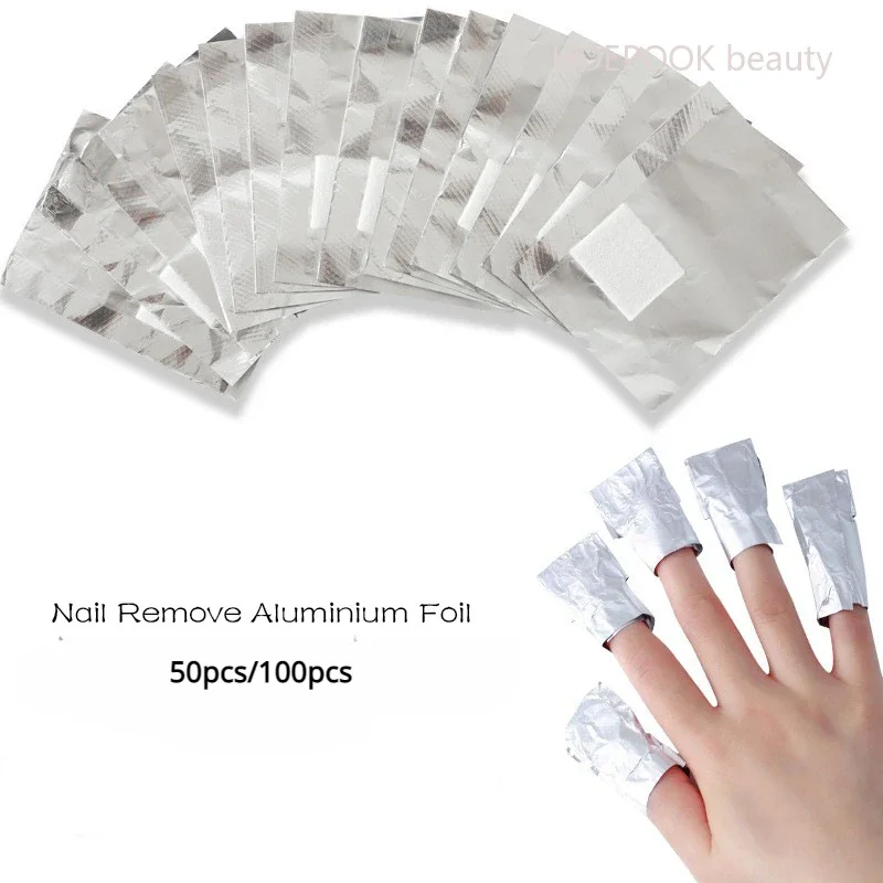 

50Pcs/100Pcs Aluminium Foil Gel Nail Remover Wipes Nail Art Soak Off Acrylic UV Gel Remover Wraps Nail Cleaning Degreaser Foil