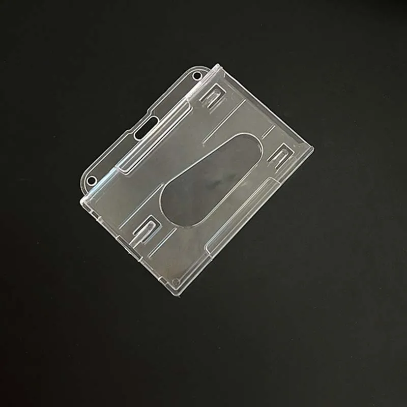 Dual Double Clear Hard Plastic ID Badge Zwei Slot Kreditkarteninhaber Hülle für Bankkarten Schutzhülle Transparenter Kartenhalter – Detail 7