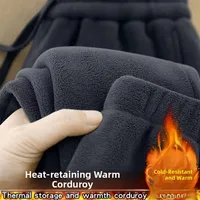 Men's Double-Sided Fce Pants Winter Warm Cuffed Hooded Sweatpants Youth Trendy Long Pants Loose Fit Bla Wear Resistant