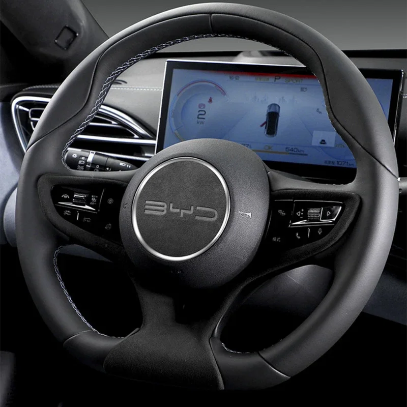 Für BYD Atto 1 3 dolphin Yuan PLus 2023 Auto Lenkrad Mitte Aufkleber Wildleder Leder Abdeckung Auto auto Zubehör – Detail 1