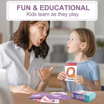 BenBen Alphabet Go Fish Card Game for Kids,104 Cards, ABC Learning Playing Cards, Memory Matching Games, 2-8 Players, Ages 3 + 6