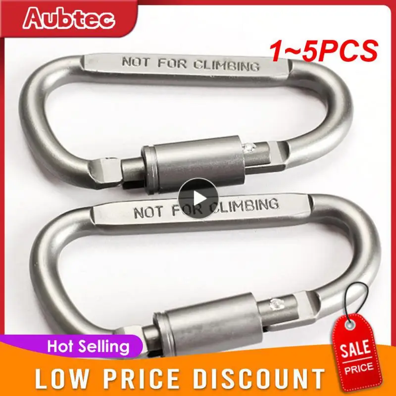 

1~5PCS Camping Climbing Equipment Aluminum alloy Survival D-ring Locking Carabiner Clip Set Screw Lock Hanging Hook Buckle