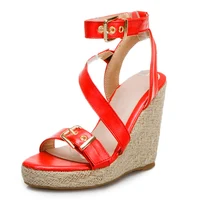 Fashion Wedge Sandals Women Summer Shoes Platform Knitted High Heels Flip Flops Large Size Cross Strap Party Shoes Female White - Image 2