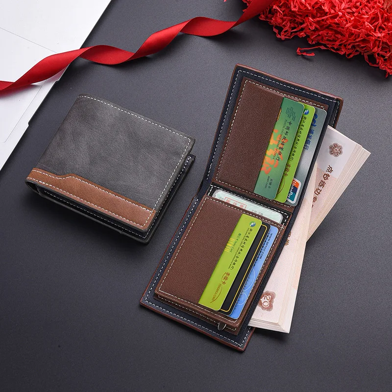 Sleek Tri-Fold Men's Business Wallet with Multi-Card Slots and Portable Design