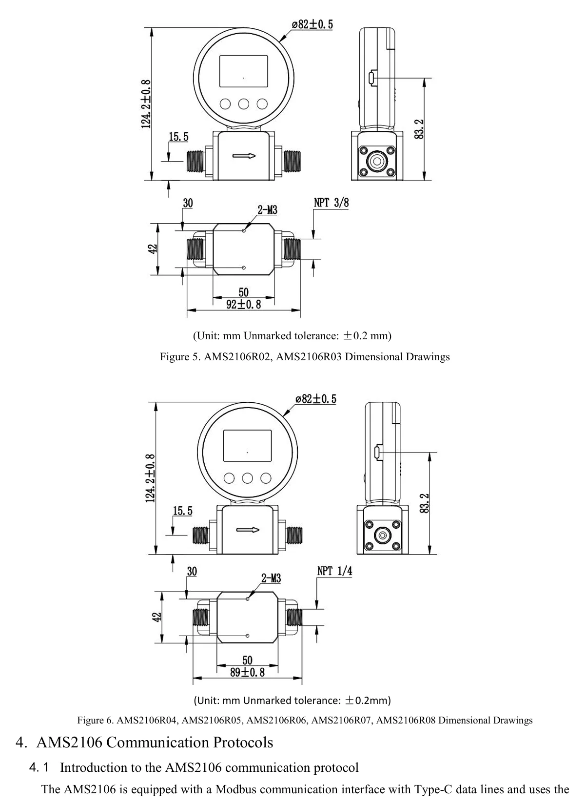 AMS2106 Digital Gas Mass Flow Mete 0-300L/min