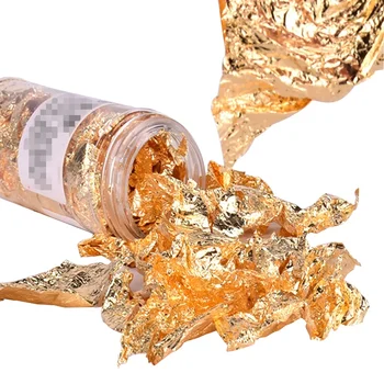 2g/bottle Gold Foil Paper Decoration Imitation Gold Flake Silver Leaf Inedible DIY Art Baking Decorating Tool for Cake Dessert