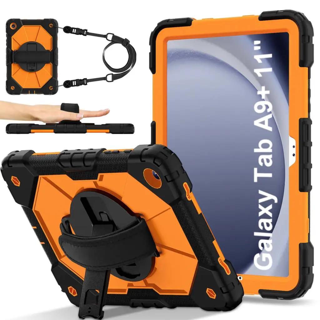 Ultra-Durable Rotating Hand Strap Case with 360 Stand for Samsung Tab A9 Series