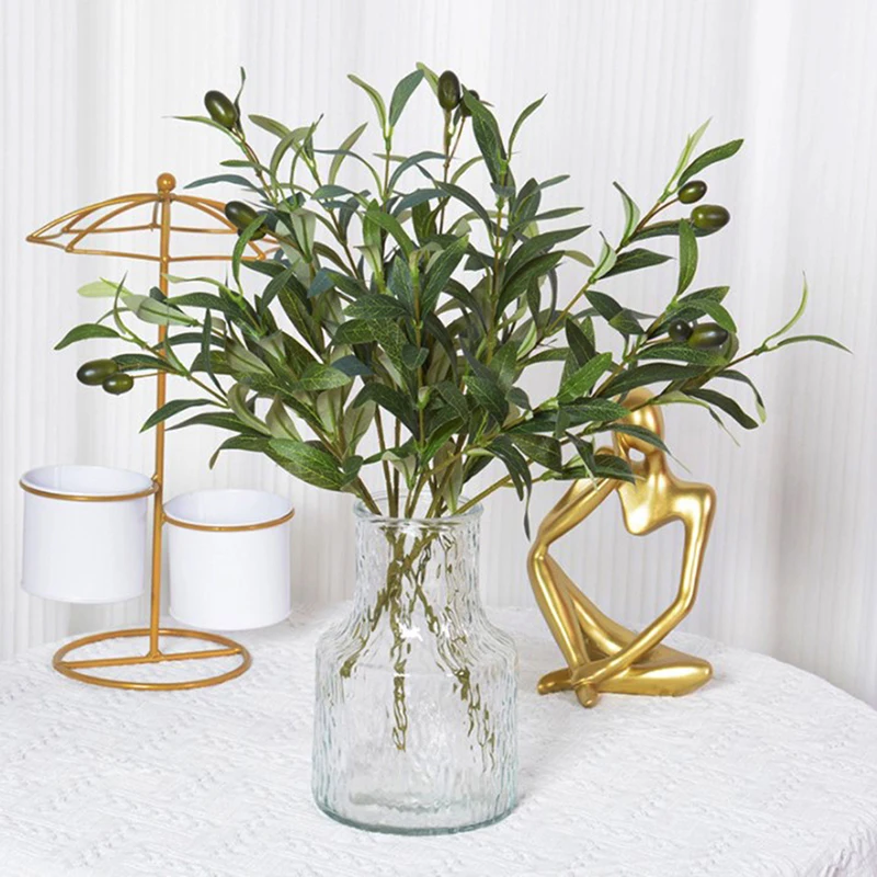 

6 forks Artificial Tree DIY decoration flowers plants wreath leaf with olive fruit leaves for home hotel wedding